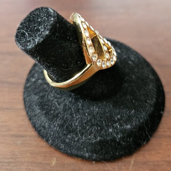 Coach Gold Pave Crystal Peace Sign Ring Size 7 - Picture 3 of 4